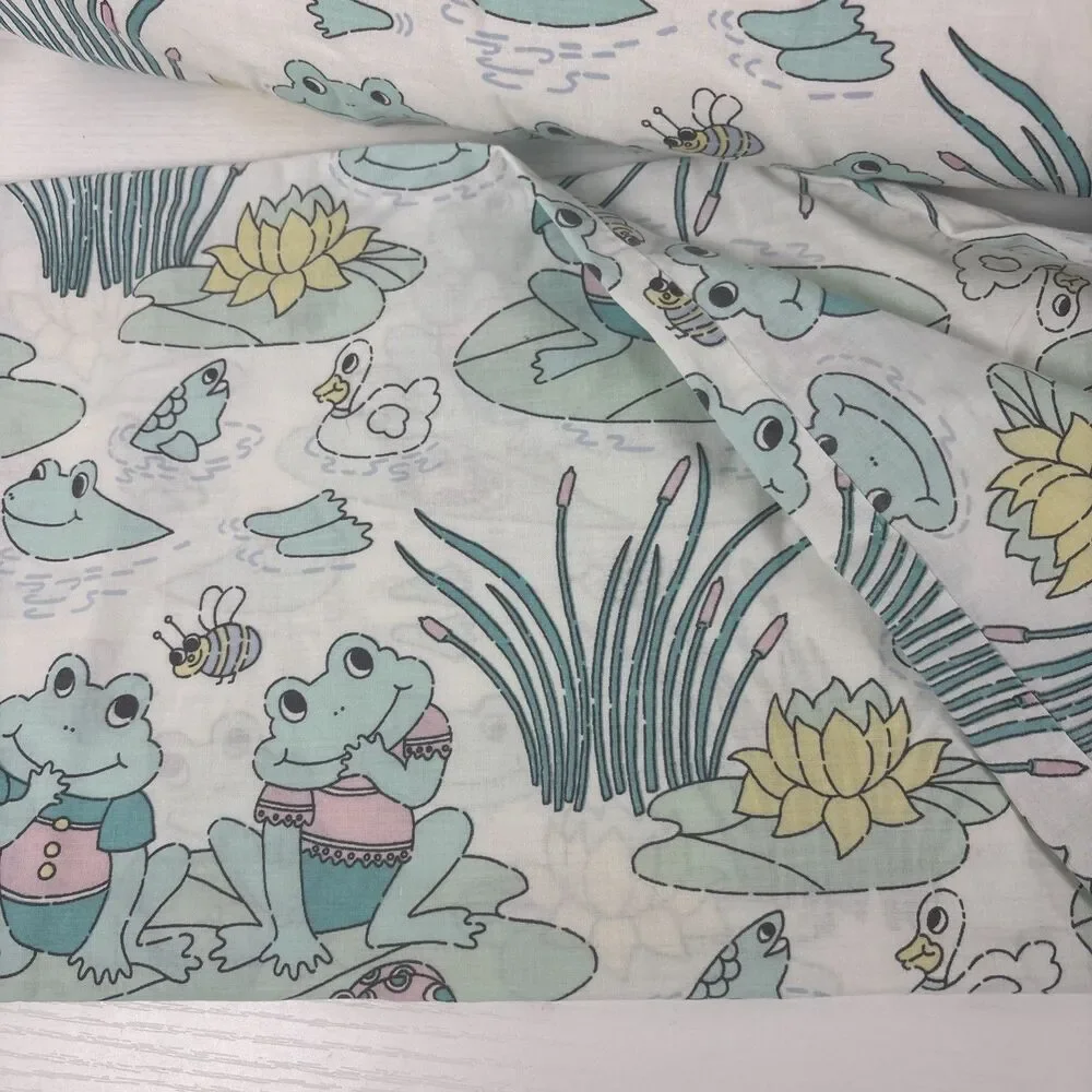 Vtg Debenhams Frog Lily Pad Twin Duvet + Pillowcase Child Kid Bedding RARE READ